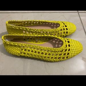 Yellow Woven Zara Flats